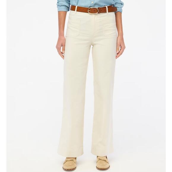 J.Crew Tall Lizzie High-Rise Patch Pocket Wide-Leg Pant Sz 26T Cream Linen Blend - Picture 1 of 8